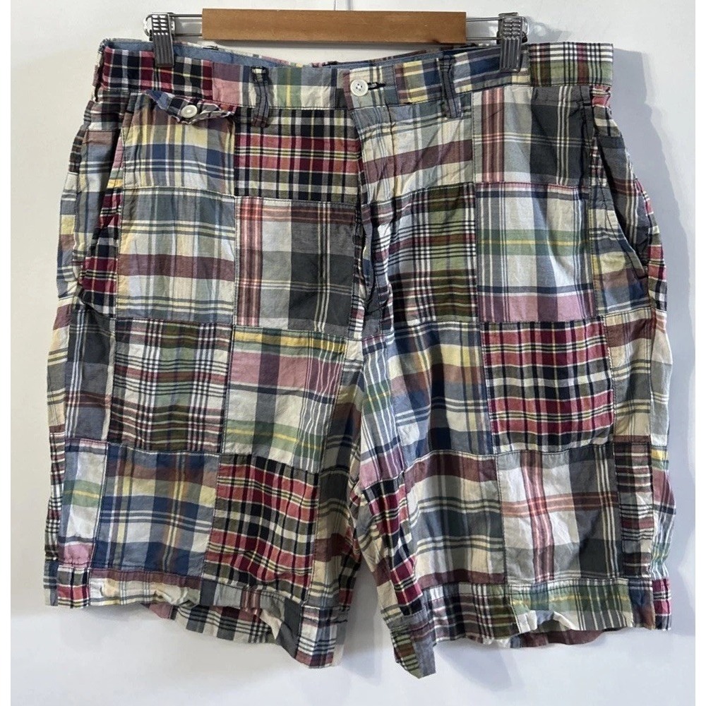 Mens Polo Ralph Lauren Patchwork Madras Chino Shorts Sz 36